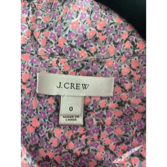 J crew Womens 0‎ Pink Purple Micro Flroal Long Sleeve Cottagecore Corp Fem - Picture 2 of 7